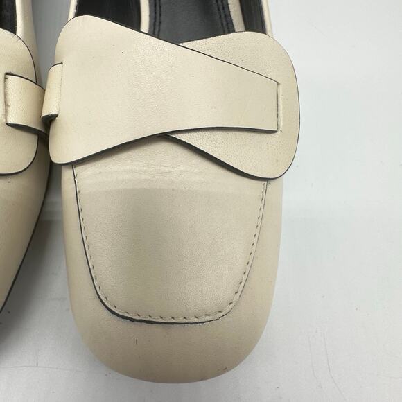 Tory Burch Cream Square Toe Block Heel Faux Buckle Womens Shoe Size 6 Officecore - Picture 9 of 16
